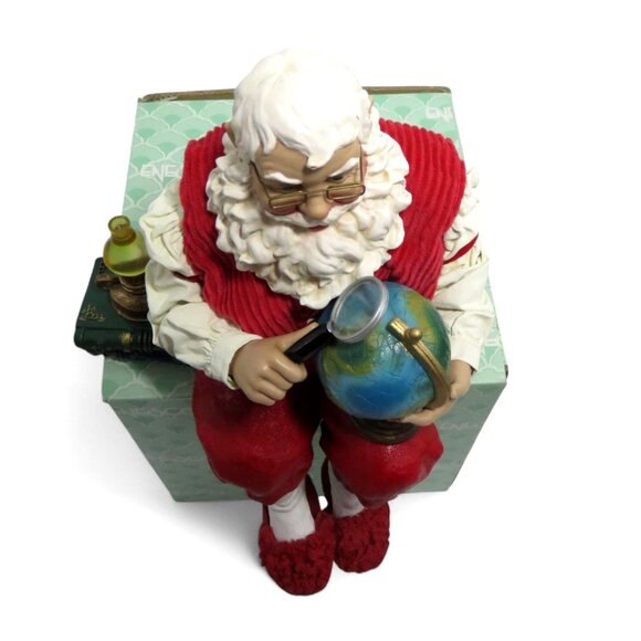 TRADITIONS Santa Claus Shelf Figurine with Globe and Magnifying Glass Vintage 10 - Picture 6 of 12